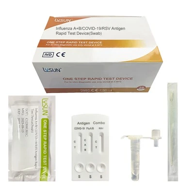 Influenza A+B, COVID-19 Thiab RSV Antigen Rapid Test Self-Test