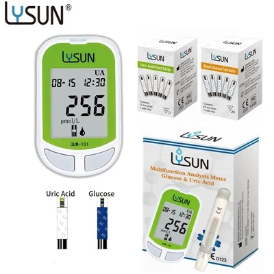 Lysun Ntshav Glucose Uric Acid Meter Kho Mob Nrog Cov Kab Tsuag