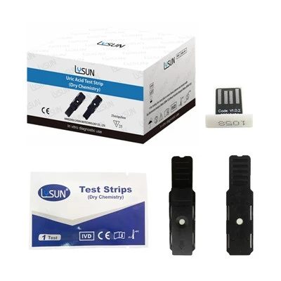 Uric Acid Test Strips Rau Lub Raum Ua Haujlwm Kev Ntsuas Meter Hauv Tsev Kho Mob Cov Khoom Siv